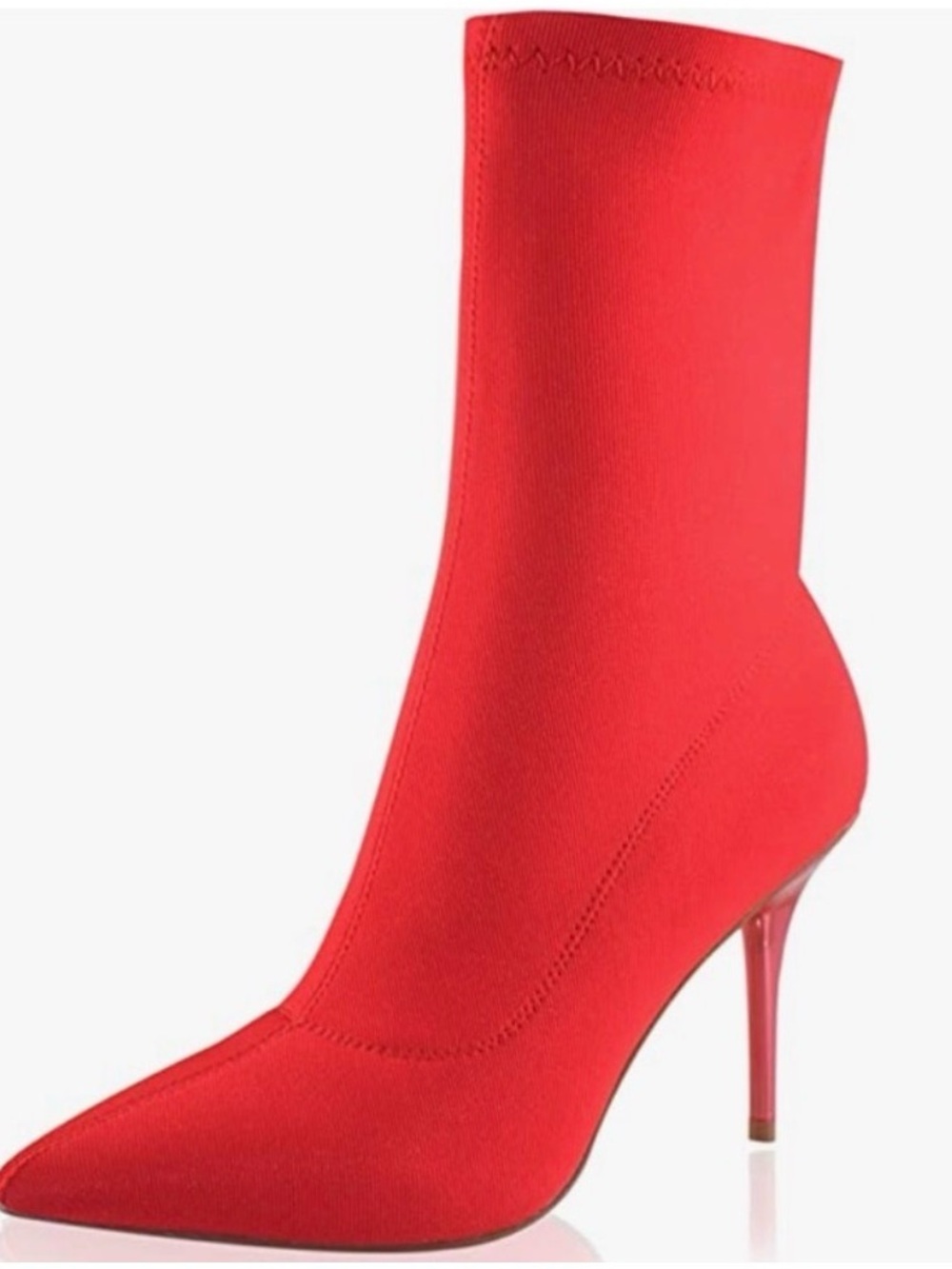 Brash Red Stretch-Knit Pointed-Toe Booties